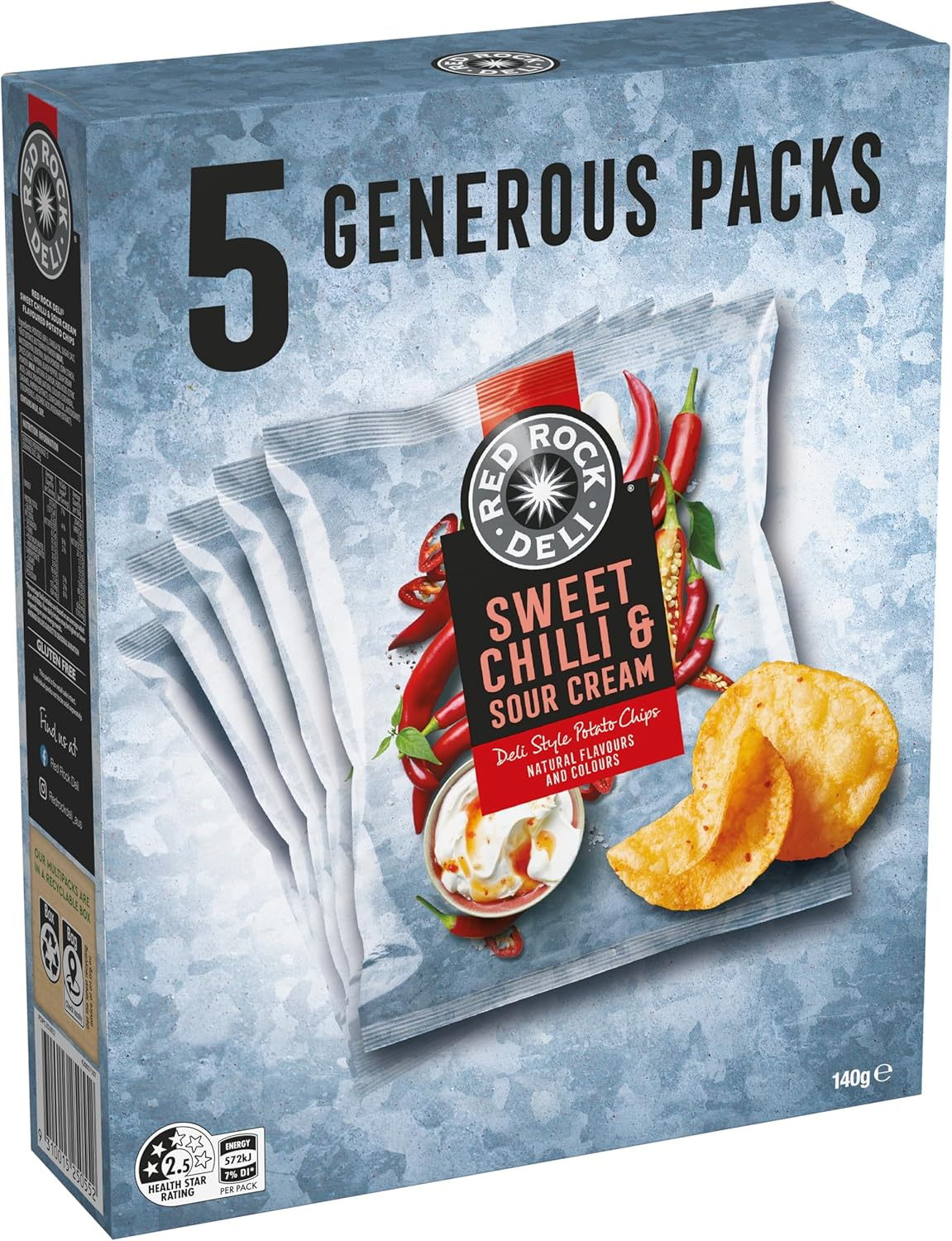 Red Rock Deli Potato Chips Lunchbox Multipack Sweet Chili & Sour Cream 5 Pack image number 1