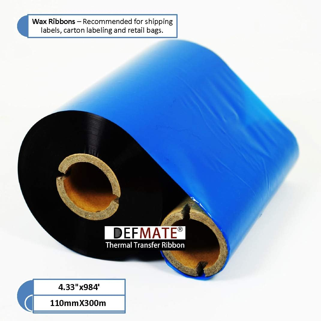 Calculable Resin Enhanced Wax 4.33" X984' (110Mm X 300M) 1" Core 1" Vice Core Ultra Durable Thermal Transfer Wax Ribbon for Zebra Desktop Printer S4M Z4M 105SE 105S 105SL 105Slplus 160S S500 S600.Etc