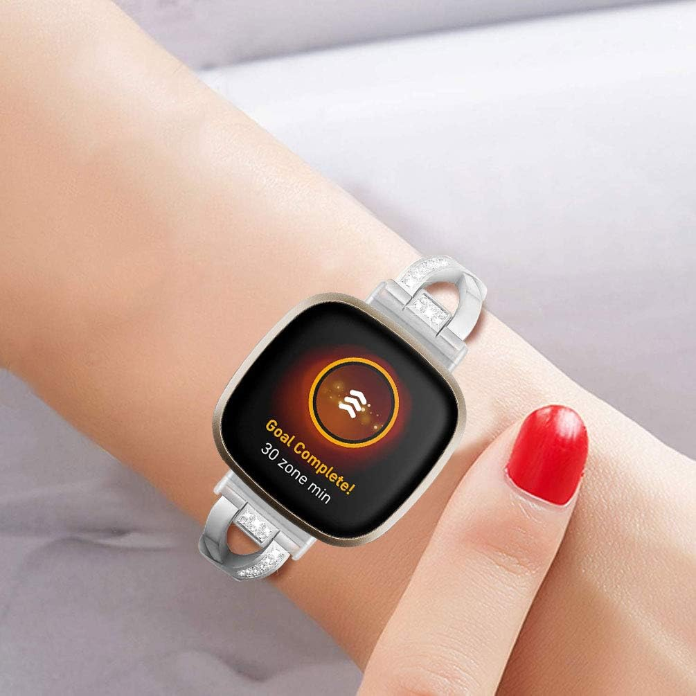 Bling Band Compatible for Fitbit Versa 4 / Versa 3/ Fitbit Sense 2/ Sense Band, Women Metal Replacement Bracelet Jewelry Strap Wristband for Fitbit Versa 4/Versa 3 /Sense 2/Sense Smartwatch image number 5