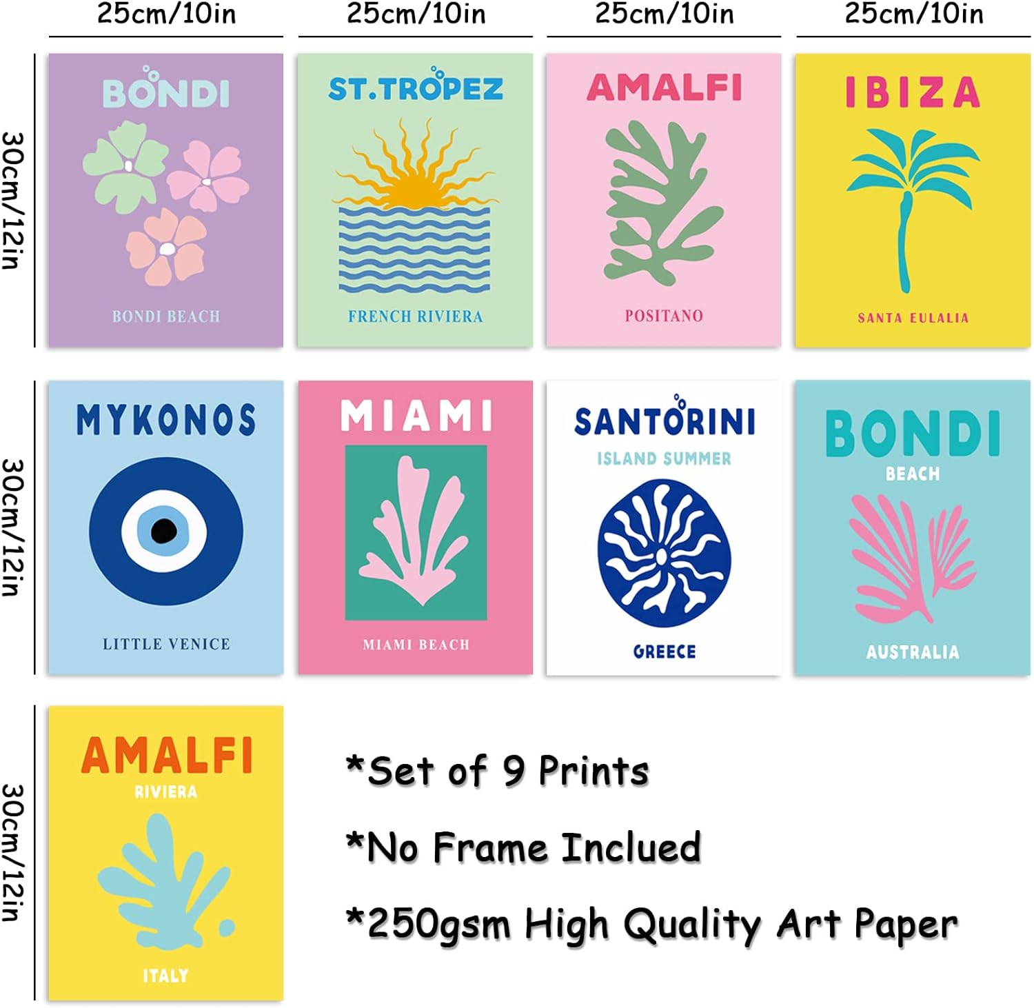 Whaline 9Pcs Preppy Travel Wall Art Prints Abstract Aesthetic Room Decor Colorful Minimalist Unframed Poster for Living Teen Girls Bedroom College Dorm Decor,10 X 12 Inch,Pink,(W7758) image number 4