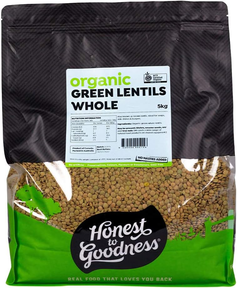 Honest to Goodness Organic Green Whole Lentils, 5Kg - a Subtle Earthy Flavour and Texture. Plant Based Protein Source. from Winter Soups to Hearty Salads. image number 2
