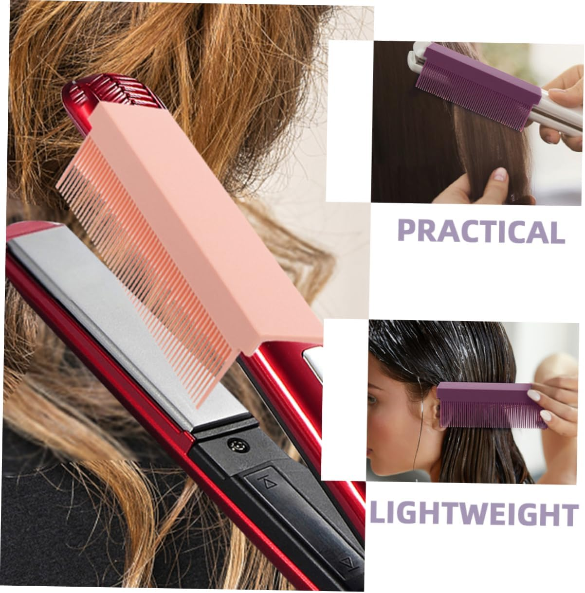 Detachable Hair Straightening Comb 2Pcs Lightweight Compact Hair Styling Tool for Home and Barber Use Iron Attachment image number 1
