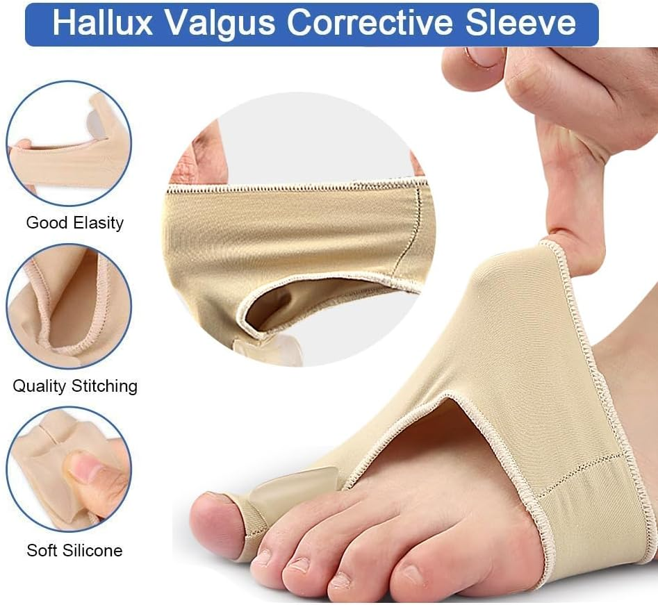 Bunion Corrector Big Toe Straightener Bunion Pain Relief Sleeves, T Tersely 1 Pair Bunion Splint Support Protectors Sleeve Built-In Silicone Gel Pad for Hallux Valgus Pain Relief - Large (Size: 40-45) image number 4