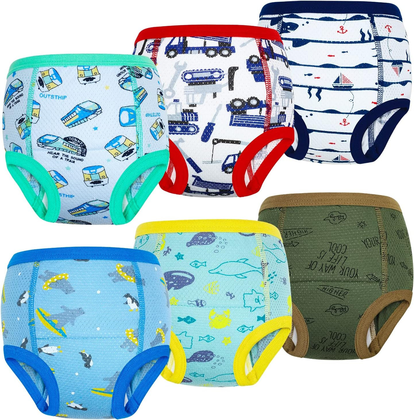 Moomoo Baby Breathable Potty Training Underwear 6 Packs Absorbent Toddler Training Pants for Boys and Girls Cotton 2T-7T