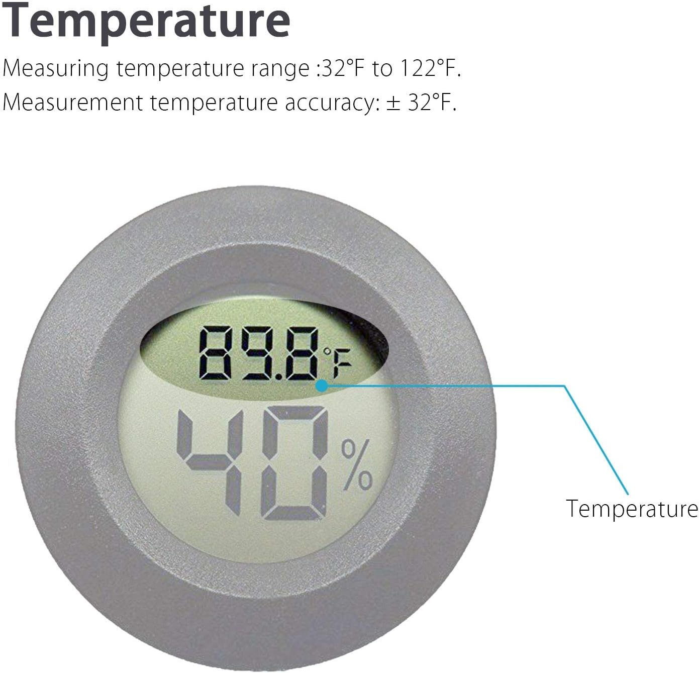 Eeekit 6-Pack Hygrometer Thermometer Digital LCD Monitor Indoor Outdoor Humidity Meter Gauge for Humidifiers Dehumidifiers Greenhouse Basement Babyroom, Black Round, Measure in Fahrenheit/Celsius