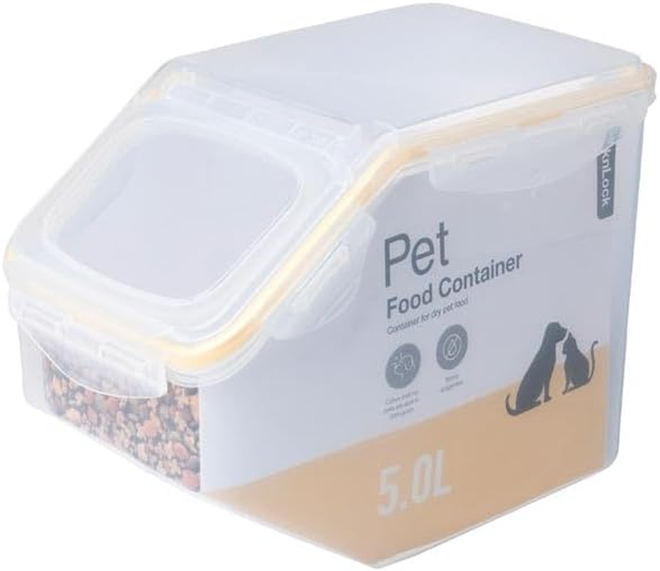 Locknlock Translucent/Yellow Polypropylene Pet Food Storage Container 5 Litre &ndash; Keep Your Pet&rsquo;S Food Fresh and Organised | Durable Snap-Down Locking Mechanism | Flip-Top Lid | Tapped Spout image number 1