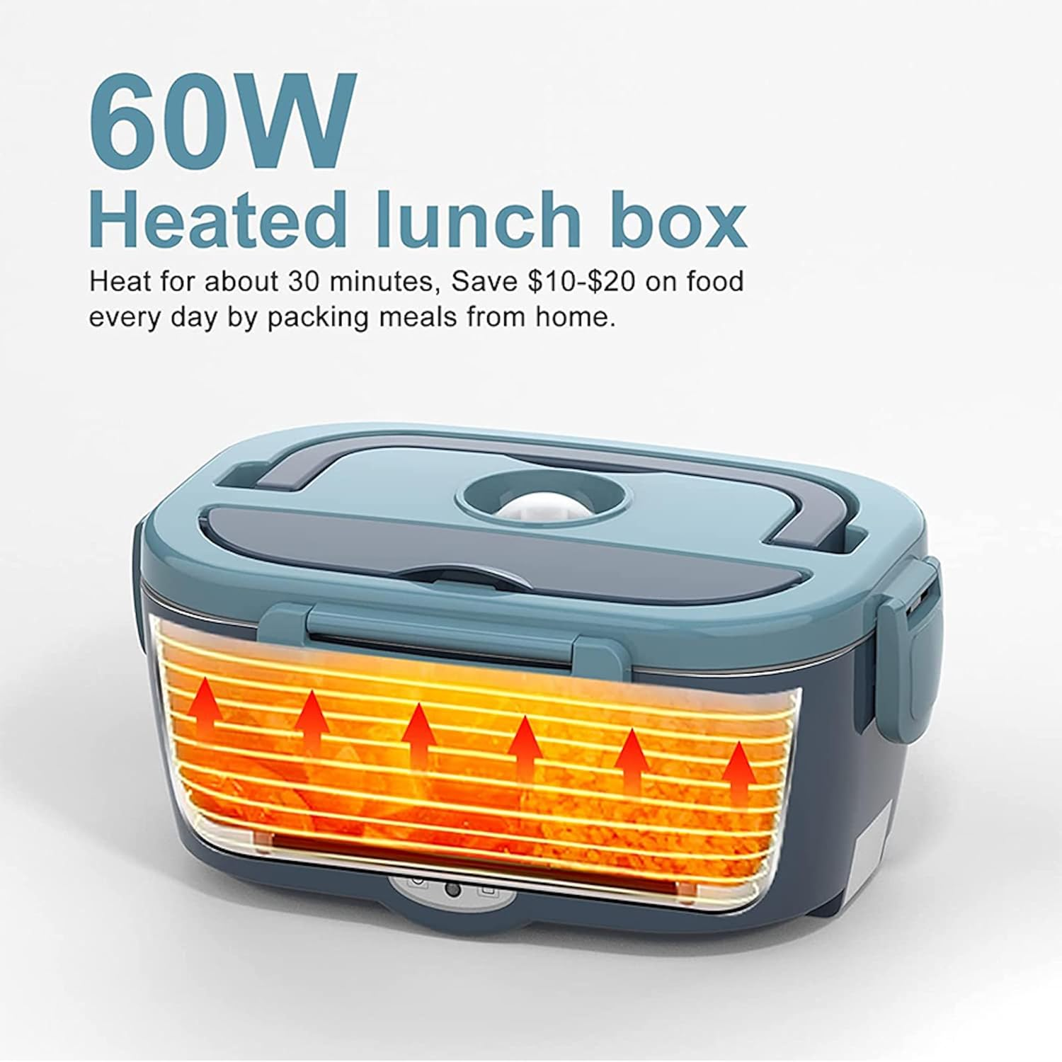 Electric Lunch Box 80W Food Heater for Adults, 240V Portable Lunch Warmer for Car/Truck/Office, Includes SS Fork & Spoon, Insulated Carry Bag image number 4