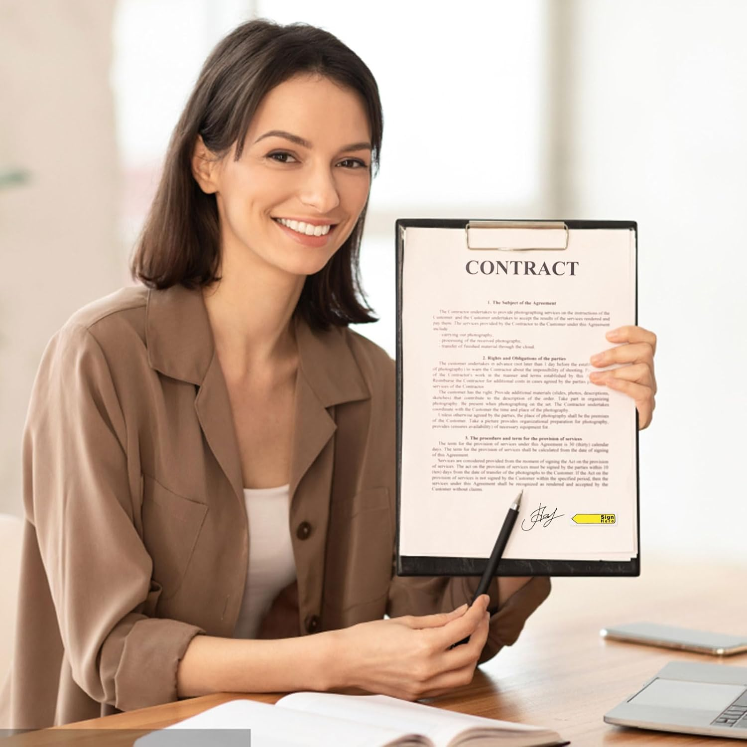 600Pcs/6 Packs Sign Here Tabs, Arrow Labels Stickers Sign Here Flags Sticky Signature Tabs Adhesive Message Post Tags for Documents Notebooks Home Office School Supplies (Red 2) image number 4