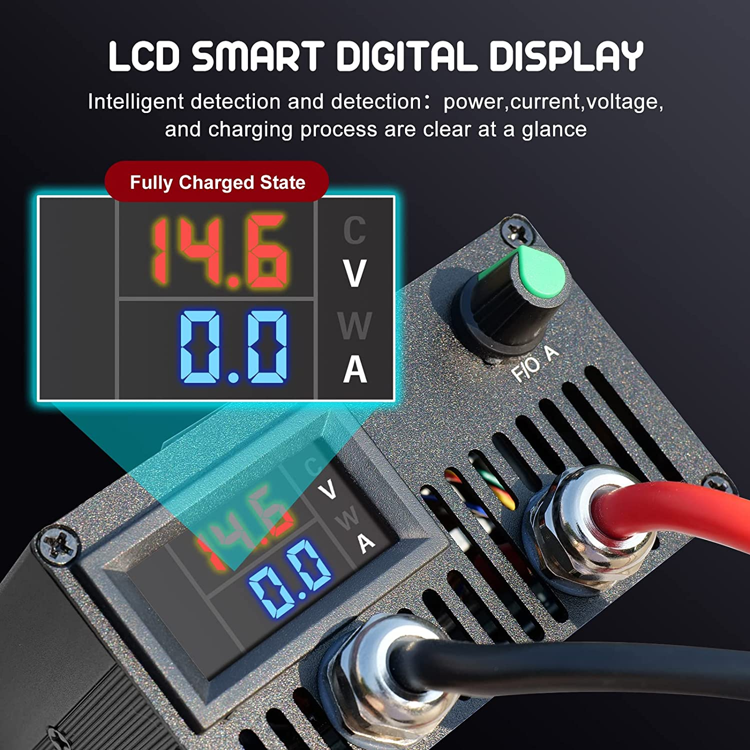 Battery Charger 14.6V 50A Lifepo4 Battery Charger Smart Maintainer Adjustable Current Portable Power Adapter for 14.6V Lifepo4 Lithium Iron Rechargeable Battery (50A) image number 5