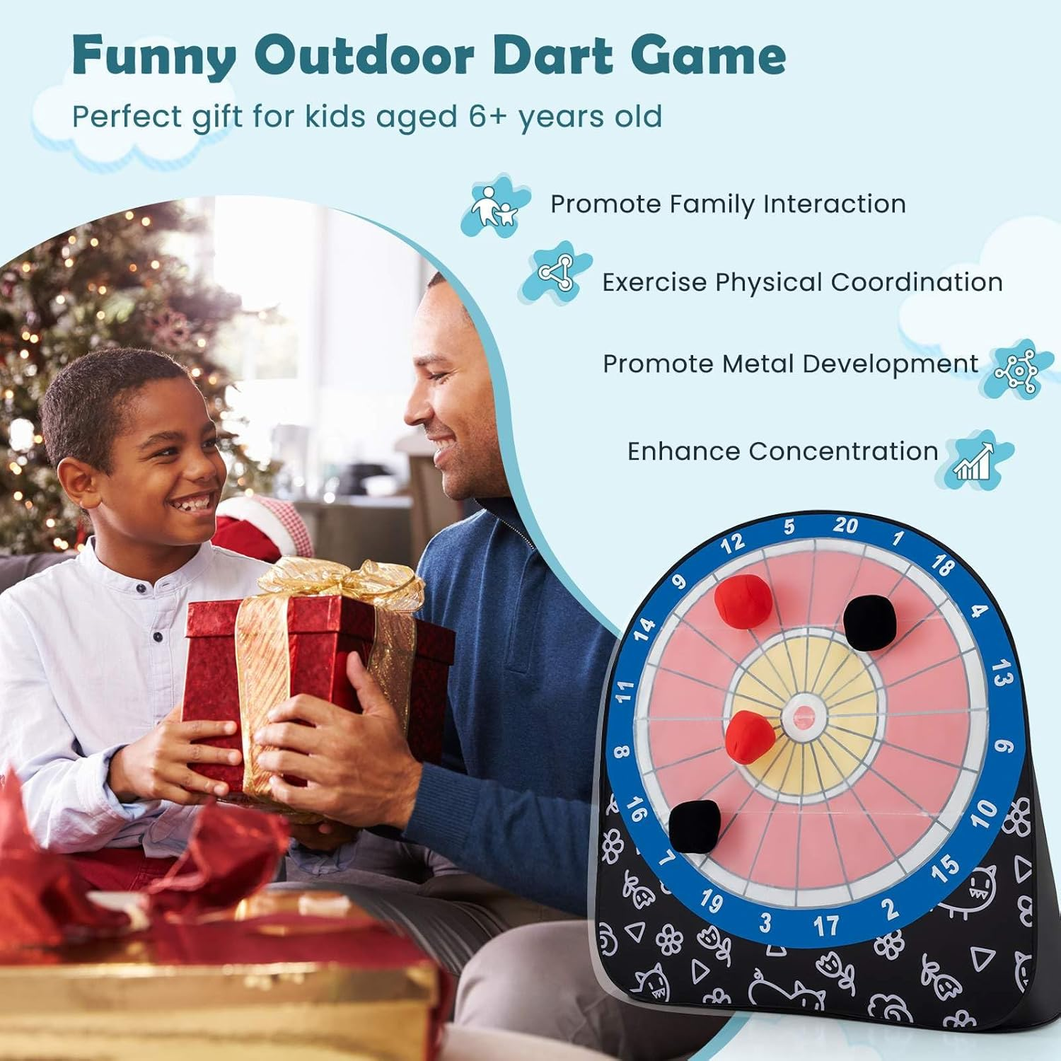 Costway Large Dart Board for Kids, Foldable & Portable Dartboard W/ 4 Kick Balls, Carrying Bag, Giant Outdoor Kick & Throw Dart Games, Soccer Target Dartboard for Family Yard Lawn image number 4
