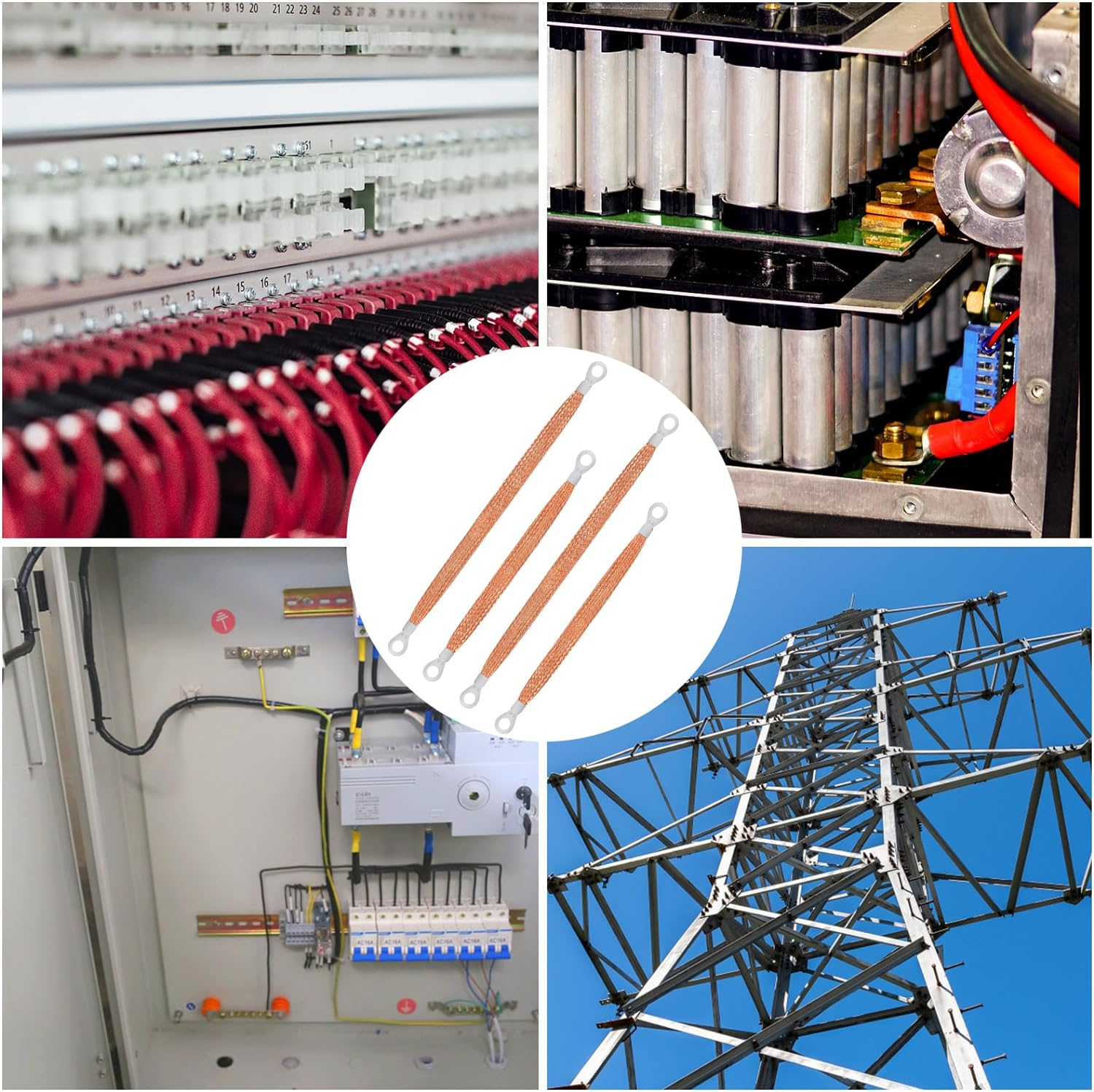 10Pcs Universal Automotive Ground Straps, 10/12 Inch Engine Ground Strap Kit Braided Copper Ground Straps Automotive Ground Strap Wire Ground Strap Connectors for Most Cars (Copper) image number 5