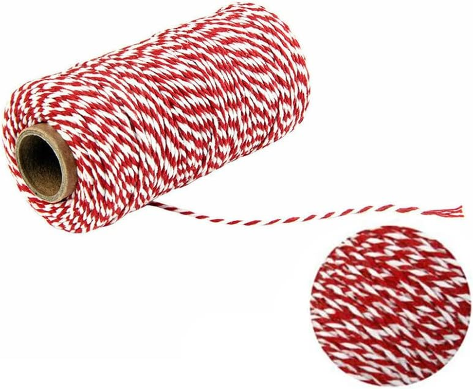 AIMALL 1Mm*100M Bakers Christmas Cotton Cord Bundle Wrapping Craft Twine Gifts String，Dual-Color Cotton Cord for Christmas, Crafts, and Gift Wrapping image number 2