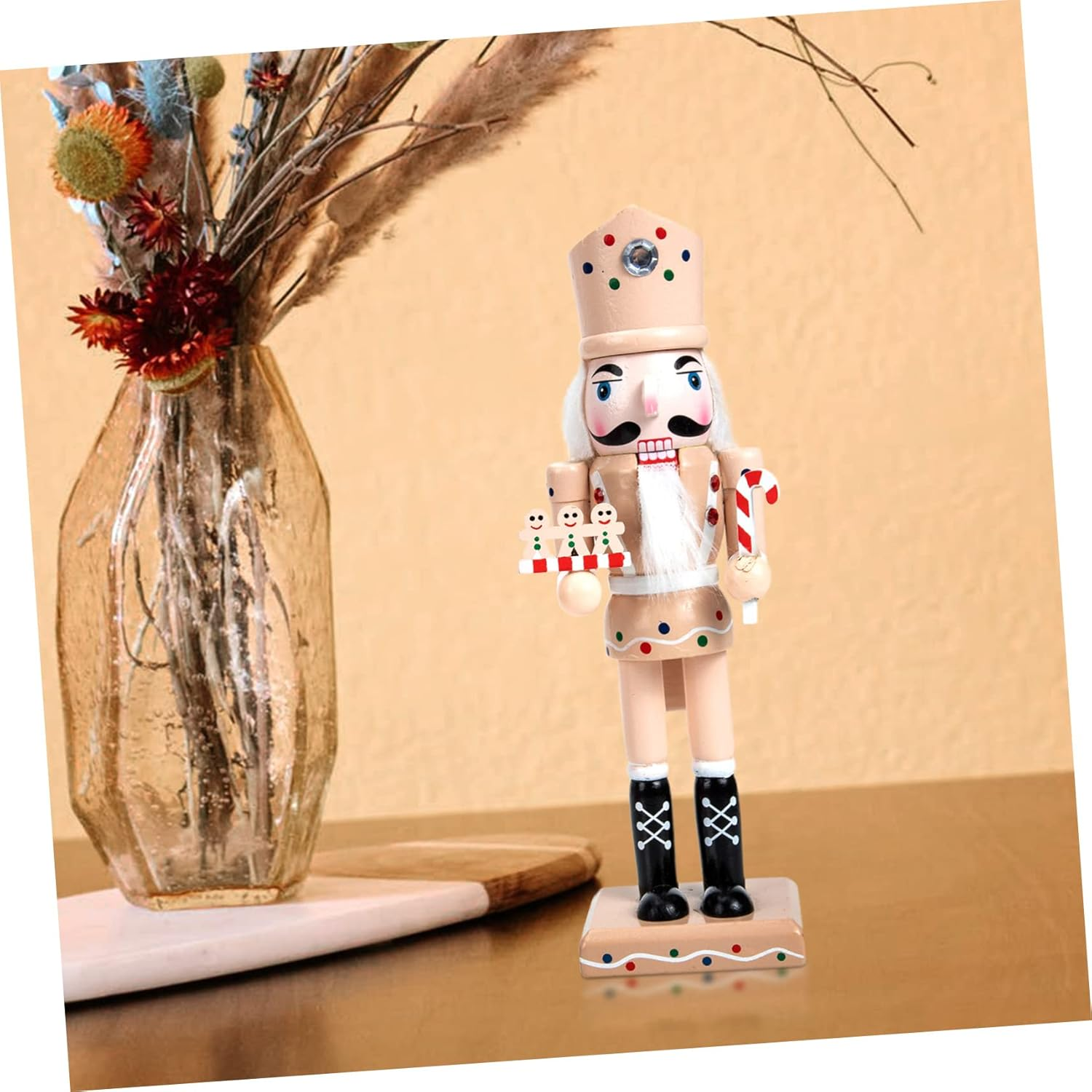 Creative Wooden Nutcracker Ornament Gingerbread Design for Christmas Home Decor Adorable Desktop Adornment for Household Decorations and Showcase Display image number 2