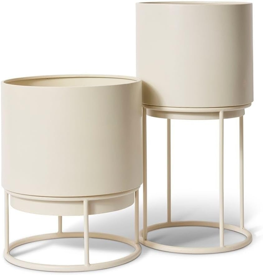 Gunner Planter with Stand, Beige (2 Pieces Set) image number 1