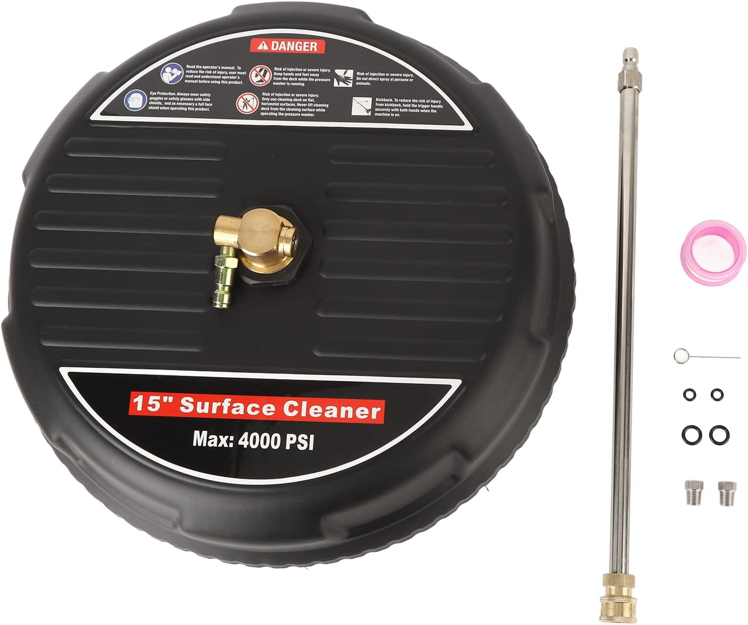 Pressure Washer Cleaner, 15 Inch Pressure Washer Cleaner 4000Psi 1/4 Inch Plug High Speed Rotation Efficient Hard Brush with Connecting Rod for Rubber Floor image number 5