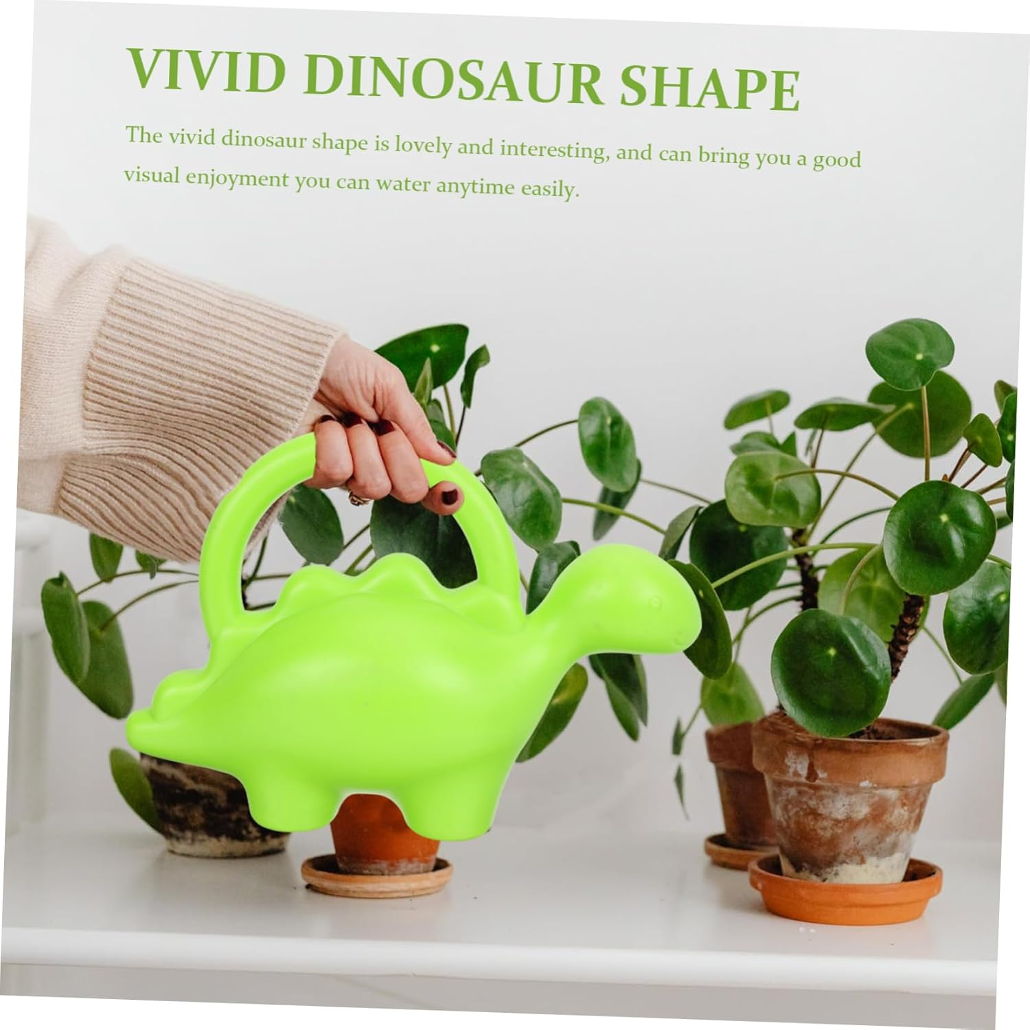 Dinosaur-Shaped Plant Watering Can for Boys and Girls 2Pcs Small Garden Watering Kettles in Green and Blue for Indoor and Outdoor Gardening image number 5