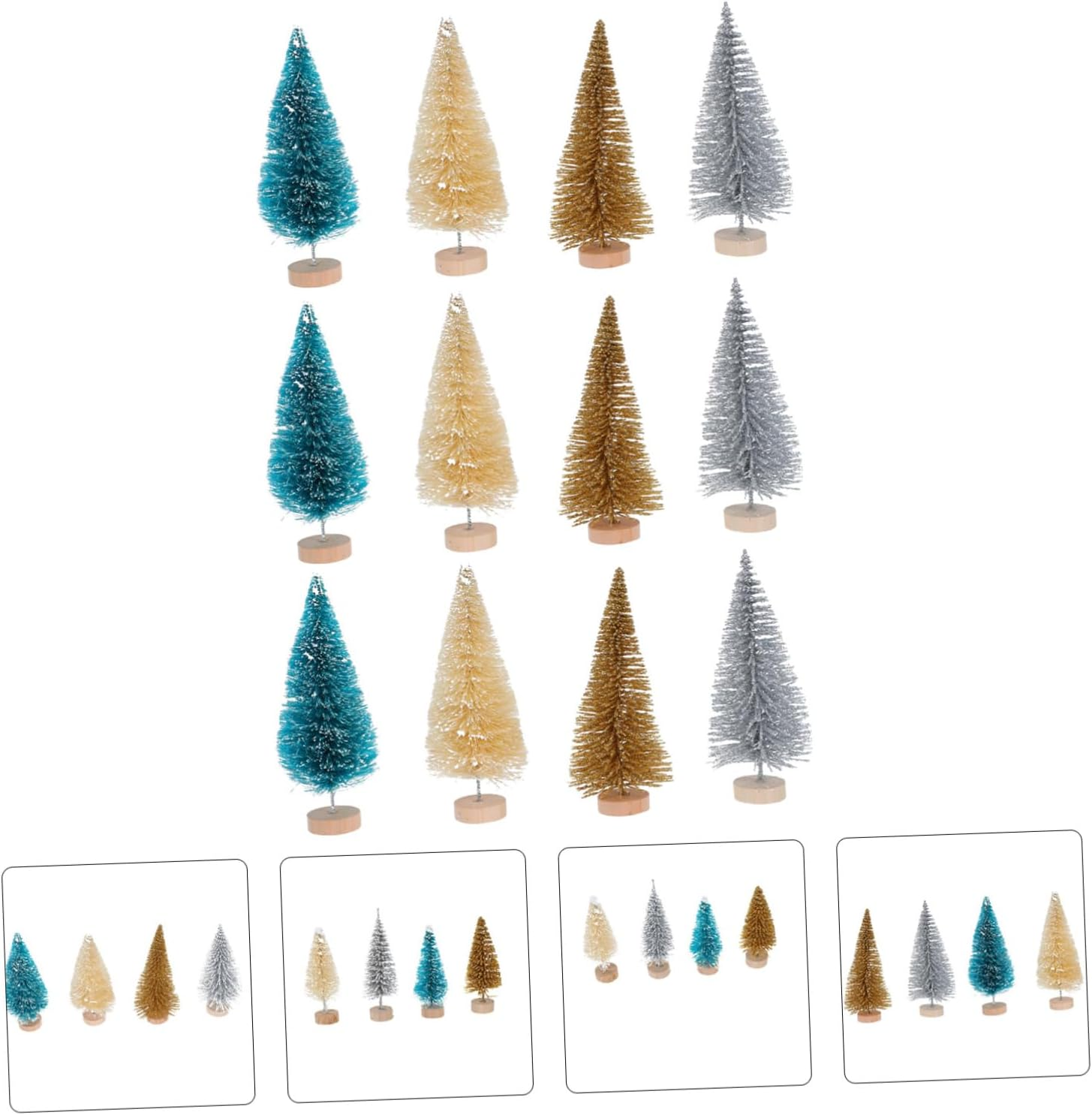 12Pcs Mini Christmas Trees Set Realistic Wood Miniature Xmas Trees for Mantel Decor for Home Office Car Study Living Room Bedroom Bathroom Bar Store