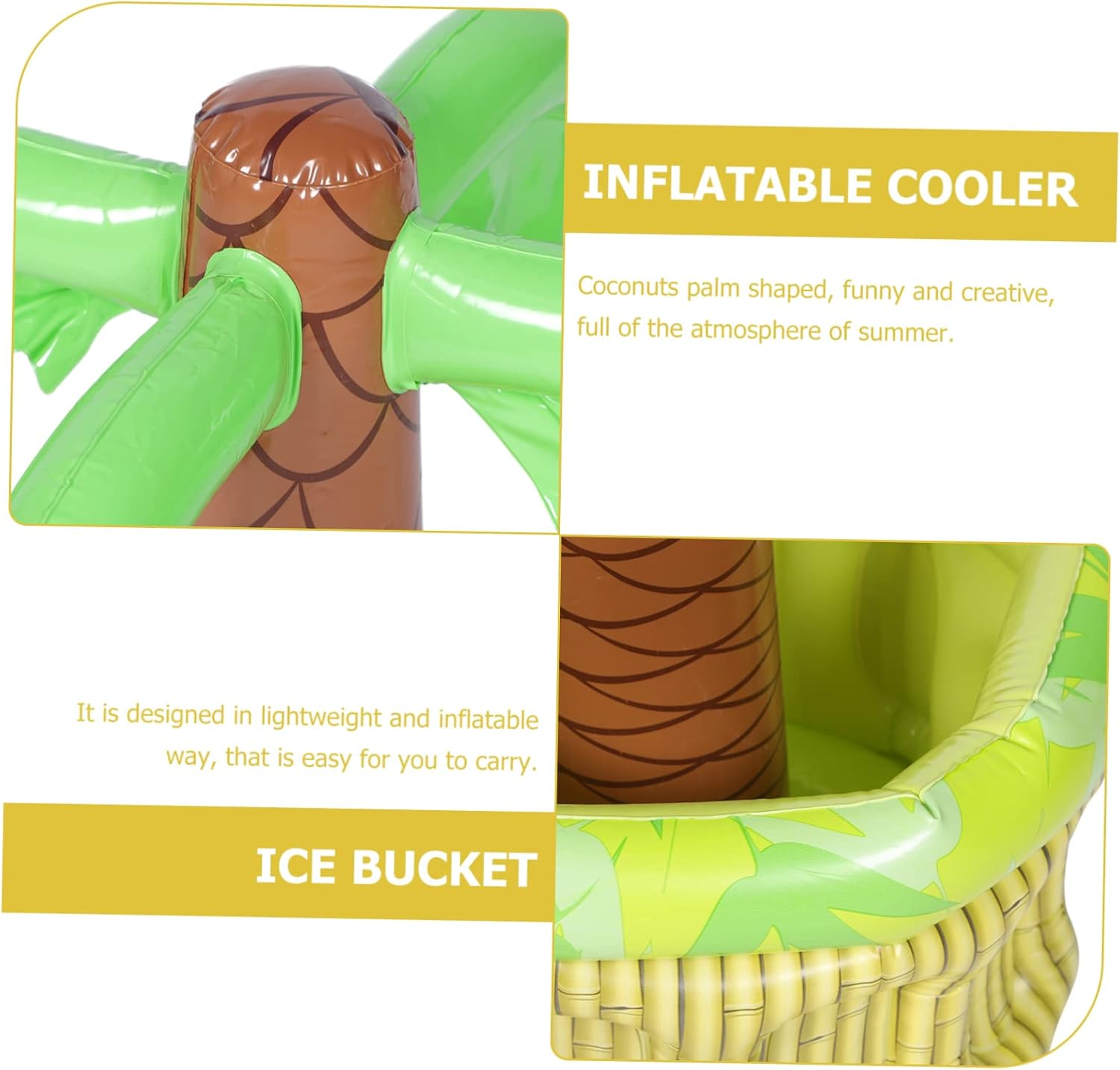 Coconut Palm Shape Ice Bucket Inflatable Beverage Cooler for Summer Pool Decor image number 4