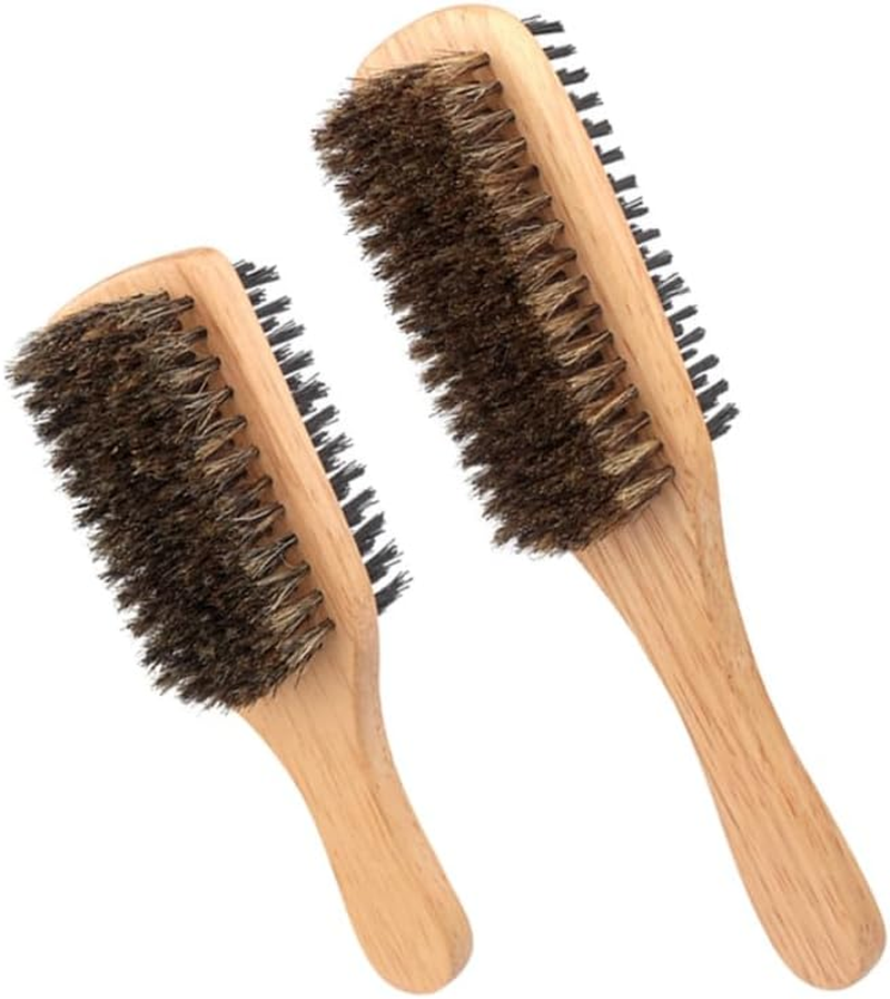 Boar Bristle Hair Brush 2Pcs Set Double-Sided Large and Small Styling Brushes for Men and Women Thinning Hair Detangling and Beard Grooming Hairbrush image number 5
