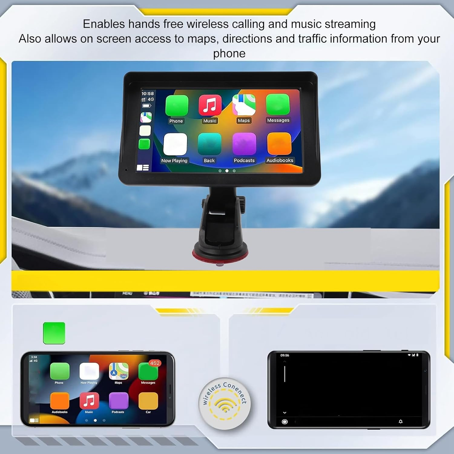 Jectse 7 Inch HD Double Din Car Stereo, 2.4Ghz Wifi Touchscreen Multimedia Player, Voice Control, Bluetooth Calling, Navigation, for 7-32V Vehicles image number 2