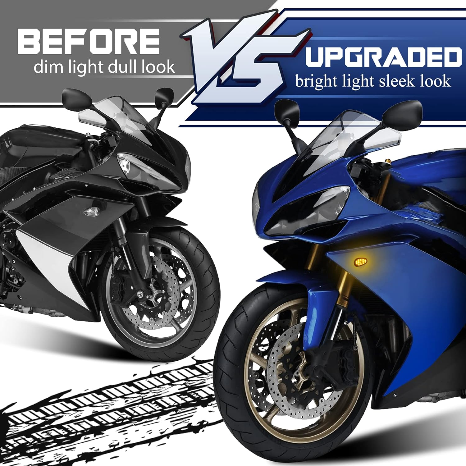 QUASCO Flush Mount Motorcycle Turn Signals Smoked Lens Led Blinkers Compatible with Yamaha YZF R1 R3 R6 R6S FJ 09 FZ MT 07 09, Amber image number 1