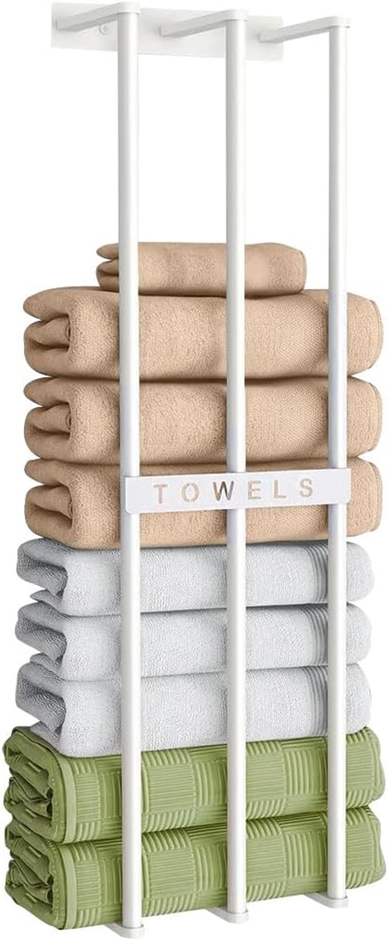 Bath Towel Bars,Towel Racks for Bathroom Wall Mounted, Towel Storage, Metal Bath Towel Holder for Folded Large Washcloths (White) image number 5