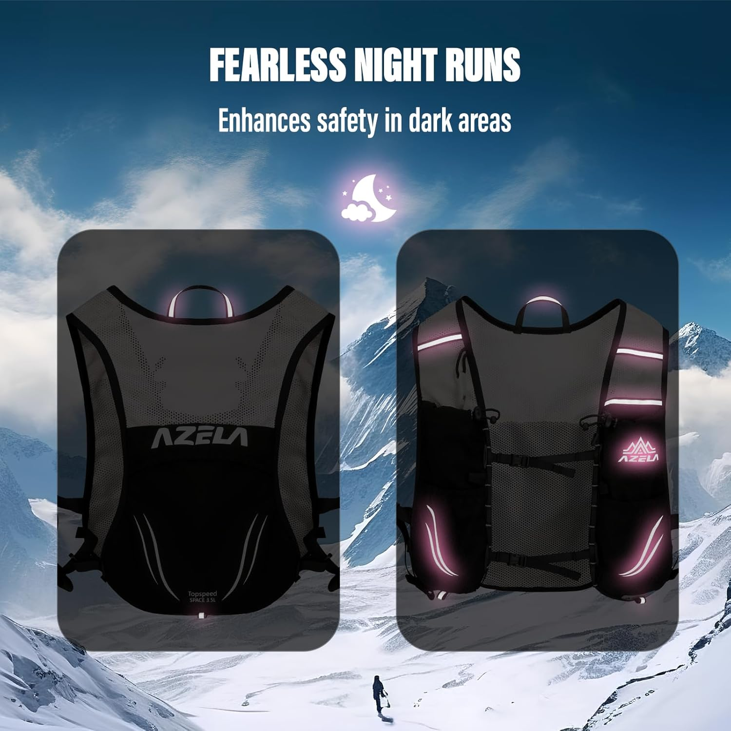 Running Vest Backpack, Lightweight Breathable Hydration Vest with Reflective Strips, Multi-Functional Adjustable Running Vests Womens Men for Outdoor Hiking Cycling image number 4