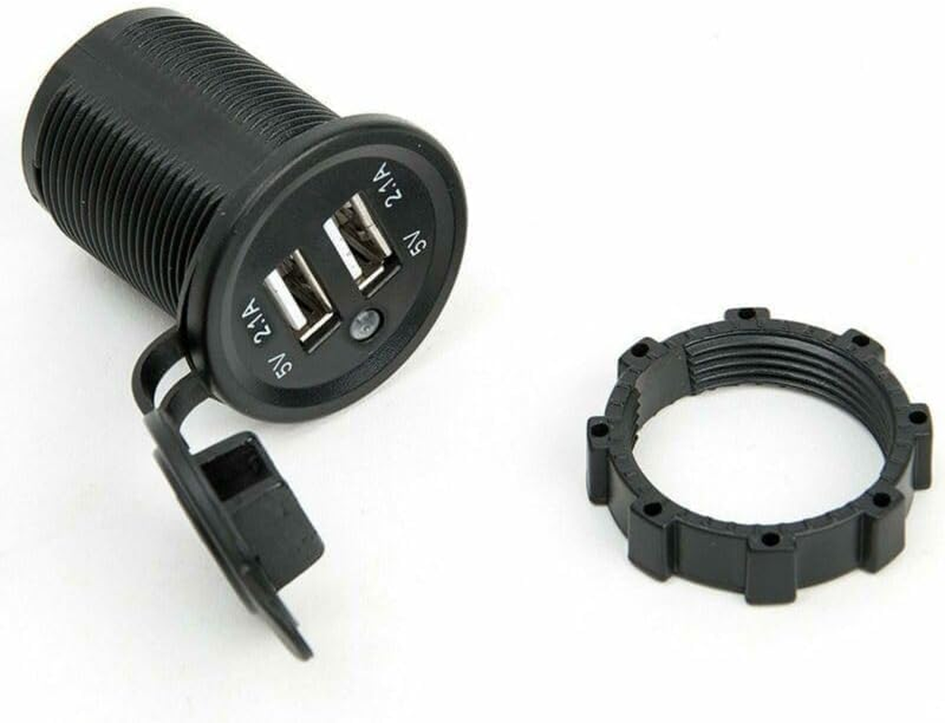 12V USB Outlet, 12V/24V Dual USB Car Socket Charger Charging Ports for Car Motorcycle Cigarette Lighter image number 2