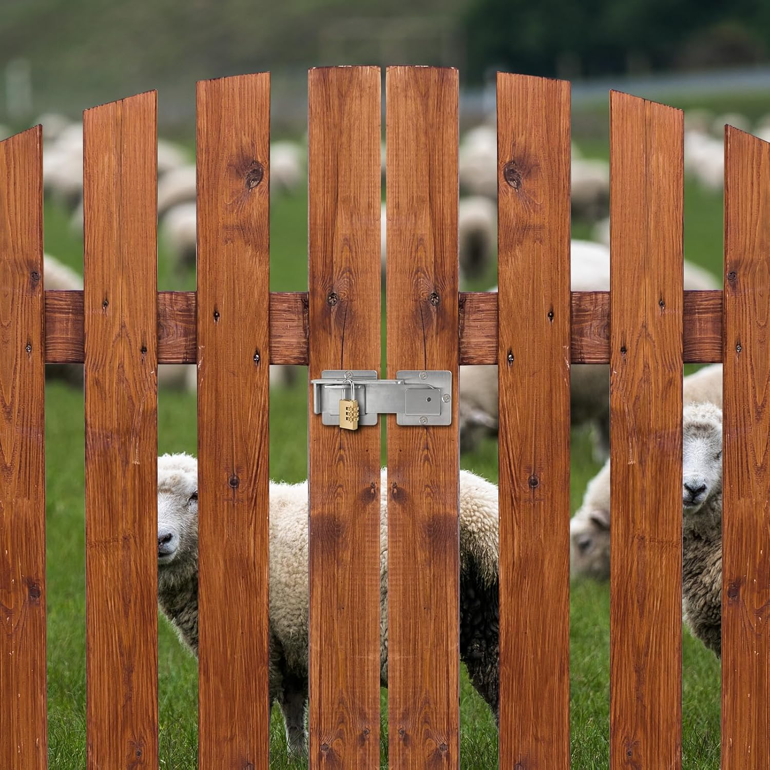 Flip Gate Latch with Padlock Hole,Stainless Steel Gate Latch for Fence, Heavy Duty Double Gate Latch for Wooden Fence,Swing and Sliding Open Gate,Barn Door, Shed, Vinyl Fence, Yard - Silver (2 Pcs) image number 5