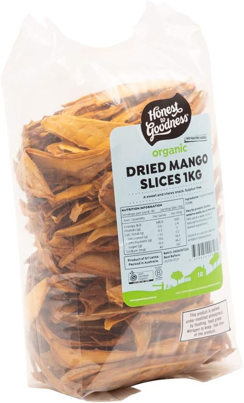 Honest to Goodness, Organic Dried Mango Slices, 1 Kilogram - a Chewy and Irresistible Snack Offering a Pure, Wholesome Goodness Experience in Every Bite. image number 2