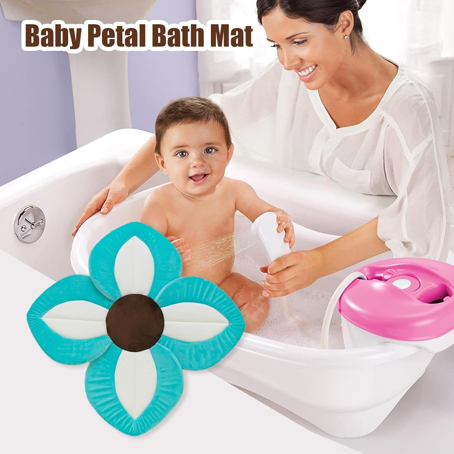 Baby Bath Mat, Non-Slip Bathtub Mat, Flower-Shaped Bath Mat, Cute Baby Bath Mat, Comfortable Bath Mat for Babies, Kids Non-Slip Bath Mat, Petal Bathtub Mat, Baby Mat for Tub, Flower Bath Mat for Kids, image number 4