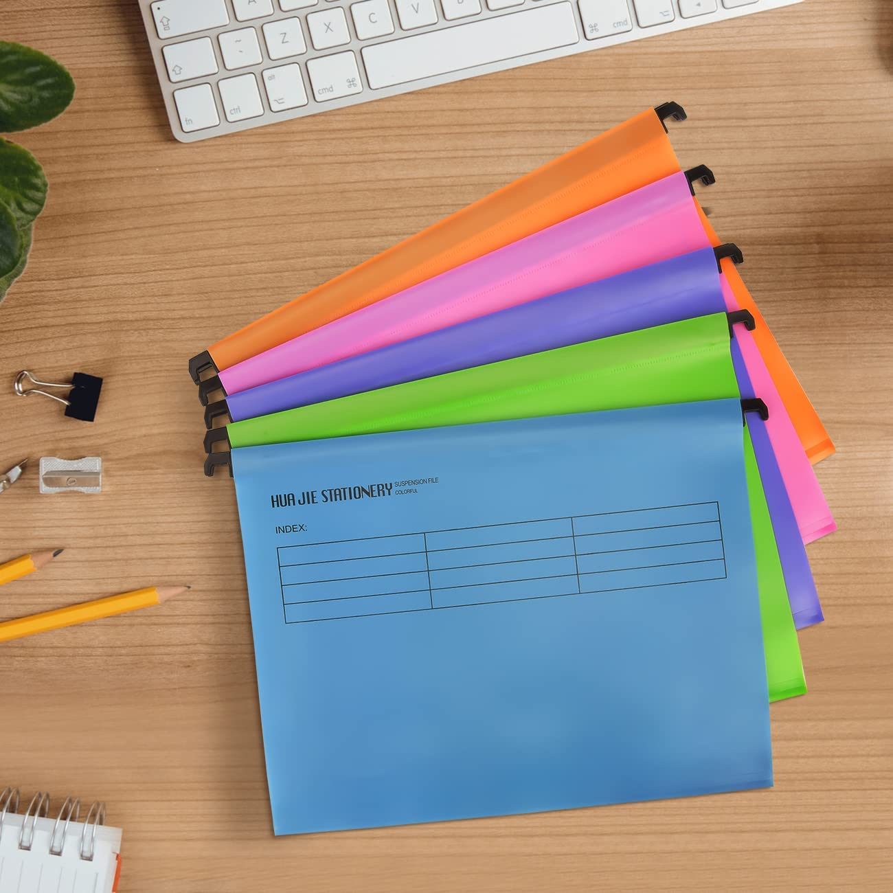 20PCS A4 Suspension Files, Polypropylene Filing Cabinet Suspension Files with Tabs and Card Inserts for Office Organization Home Work - Orange image number 5