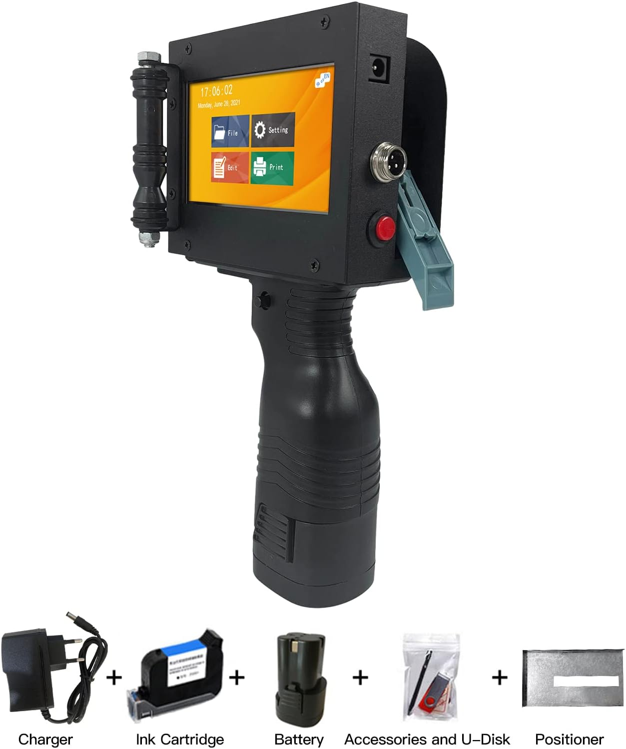 Mingzhe Handheld Printer Portable Inkjet Printer High Definition Inkjet Code Printer with 4.3 Inch LED Touchscreen Quick-Drying Ink Cartridge for Label/Production Date/Barcode/Trademark/Logo/Graphic. image number 1