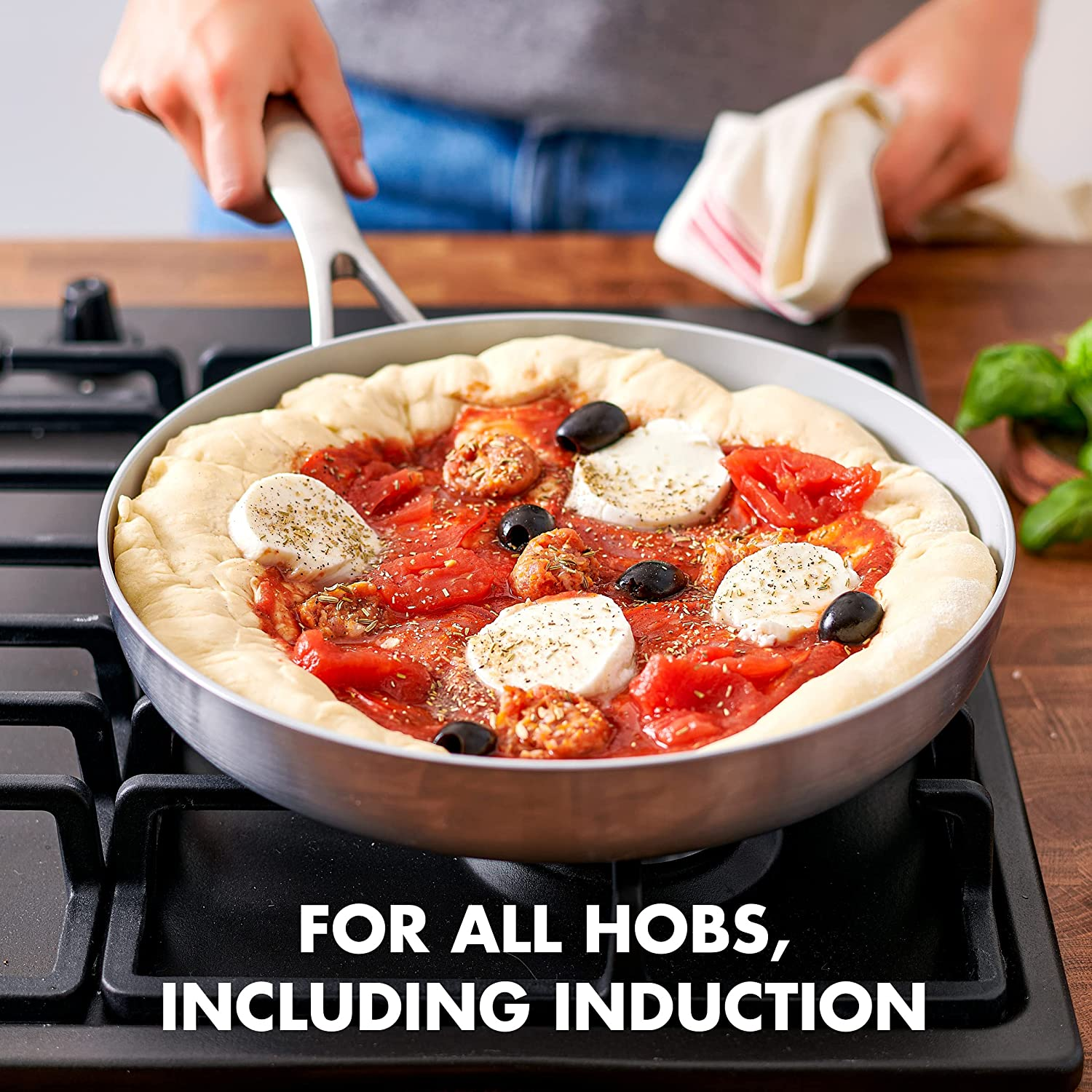 Greenpan Venice Pro Tri-Ply Stainless Steel Healthy Ceramic Nonstick 28Cm Frying Pan Skillet, Pfas-Free, Multi Clad, Induction, Dishwasher Safe, Oven Safe, Silver