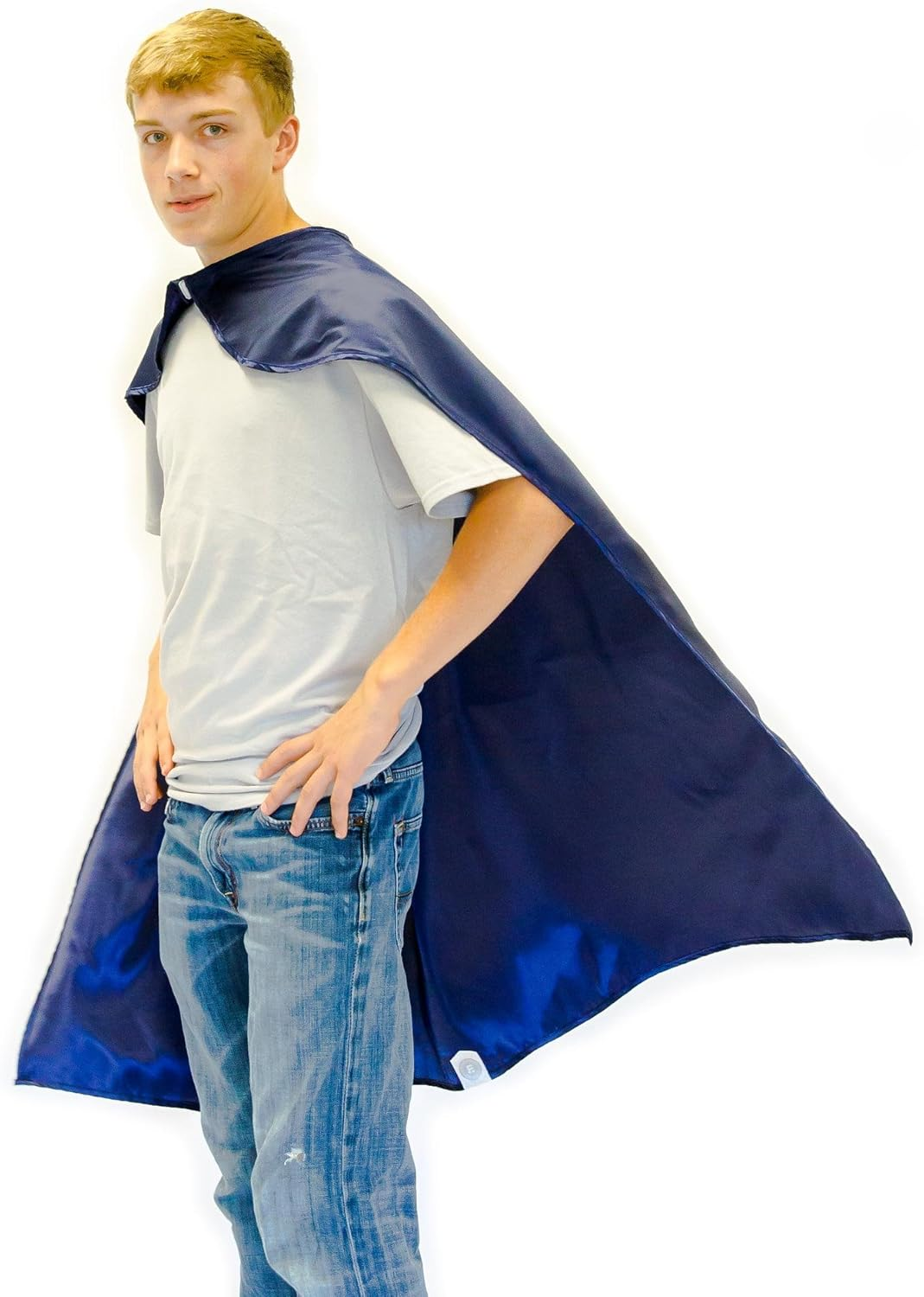 Everfan Men'S Polyester Satin Superhero Cape (38" LX48 W, Navy Blue)