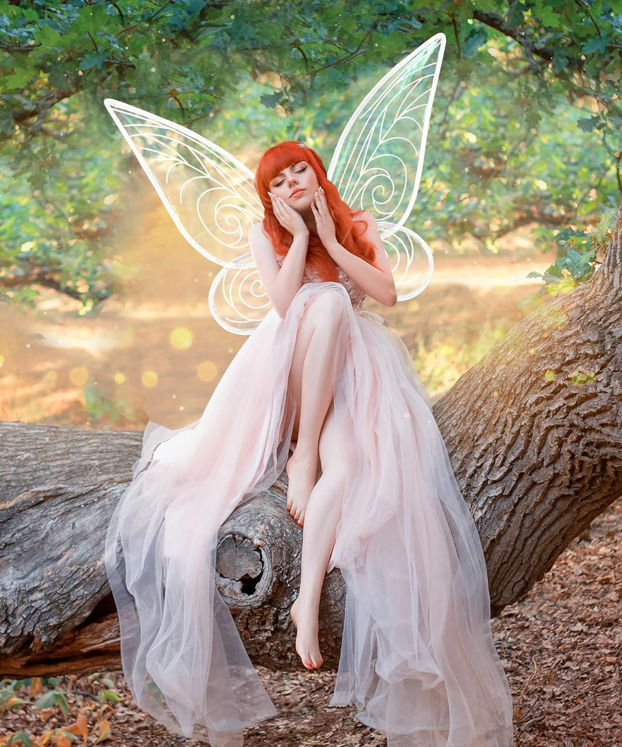 White Fairy Wings, Butterfly Fairy Wings Sparkling Sheer Wings for Adults Birthday Halloween Costume Dress up for Kids Girls Women