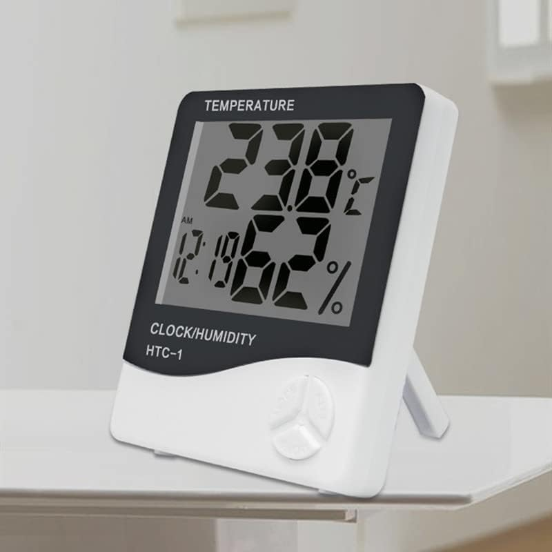 Digital Hygrometer Indoor Thermometer, Domestic Temperature Humidity Monitor Meter, Mini Hygrometer with Time & Alarm Clock image number 2