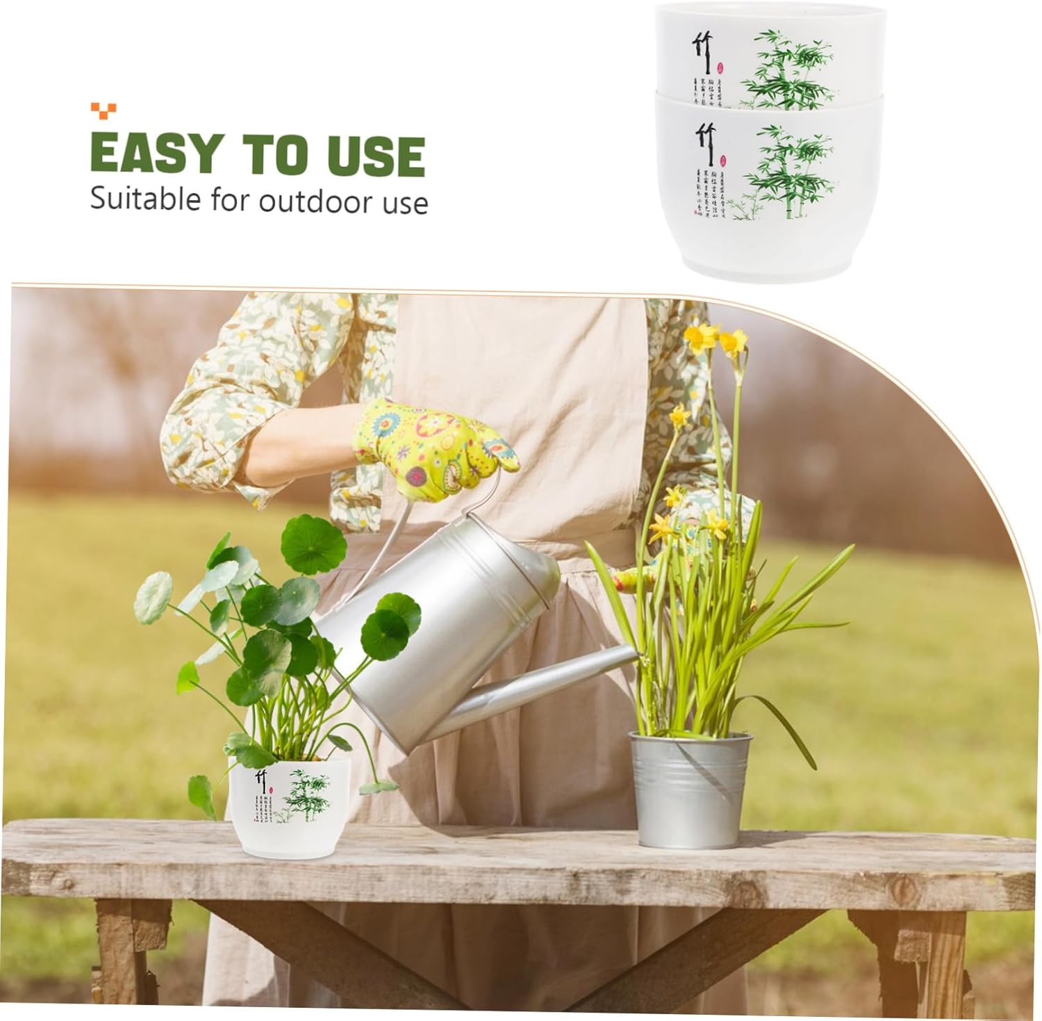 Sosoport 2Pcs Hydroponic Planter Bowl Home Gardening Pot Plastic Daffodil Pot for Indoor Outdoor Use - Green image number 4