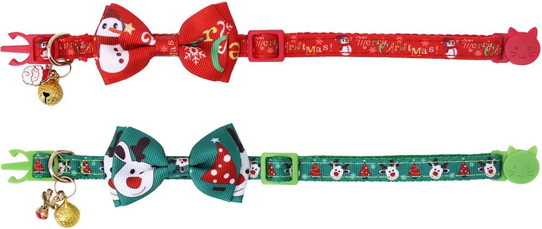 Lamphyface Christmas Cat Collar Breakaway with Bow Tie and Bell for Kitty Adjustable Safety image number 1