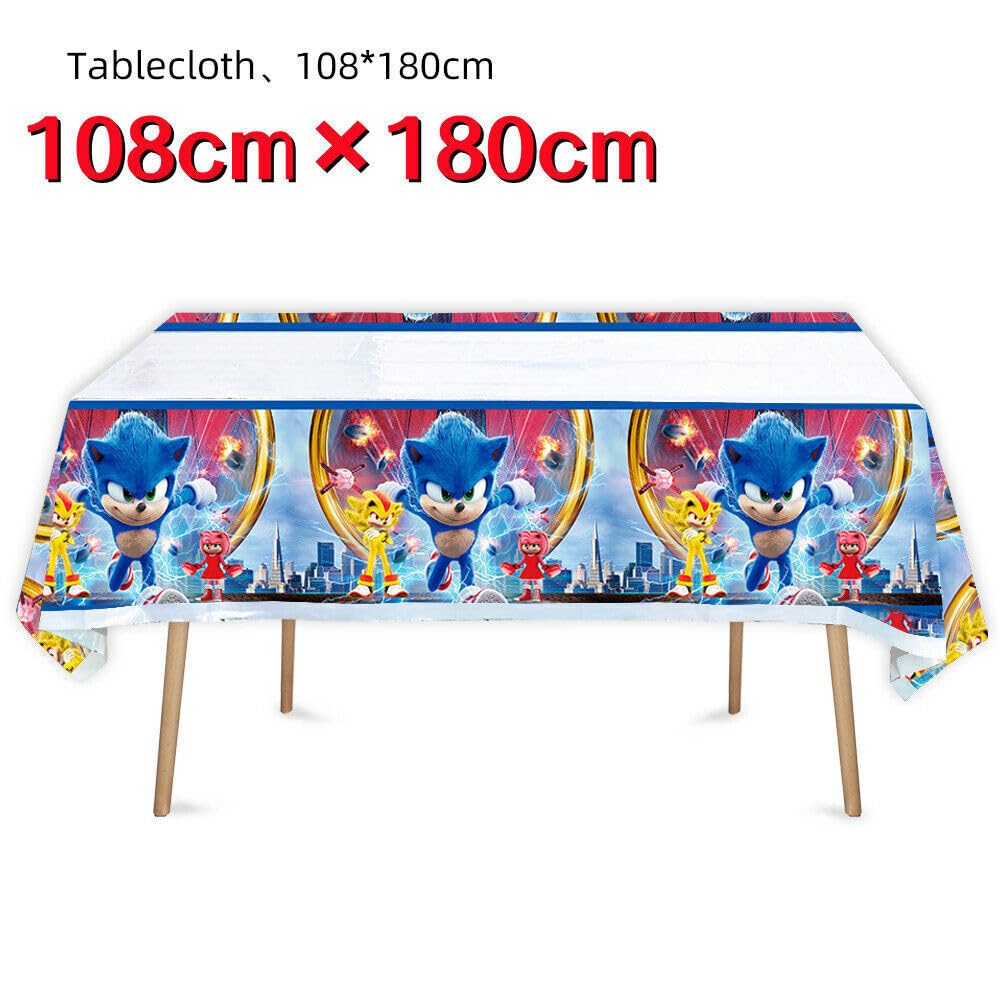 Sonic the Hedgehog 2 Party Tableware Set Plates Banners Kids Birthday Supplies. (Table Cover)