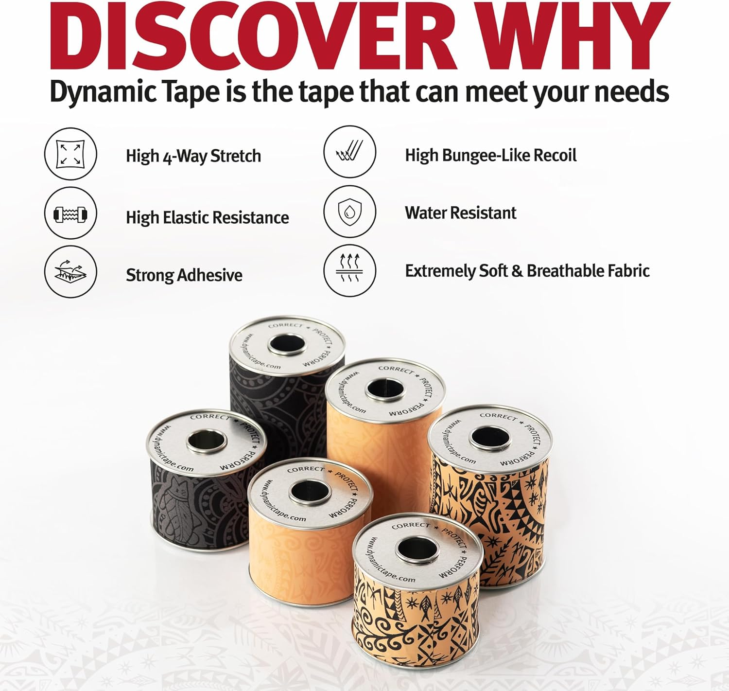 Dynamic Tape | Biomechanical Adhesive Tape | for Sports & Physio | Knee, Ankle, Elbow, Leg, Muscle Support | Black 5 Centimetres X 5 Metres Roll image number 3