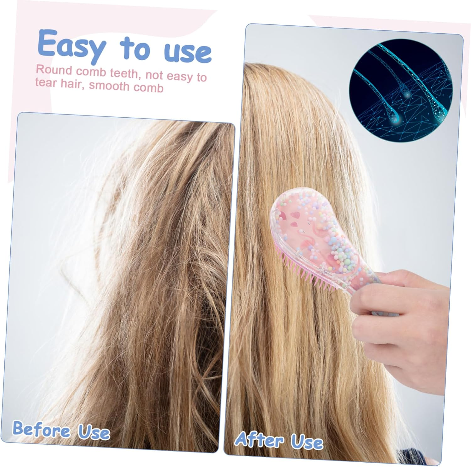 Anneome Cartoon Portable Soft Ruler Comb No Tangling Wet Dry Hair Brush for Little Girls Teens Travel-Friendly Hair Detangler Cute Decorative Design image number 4