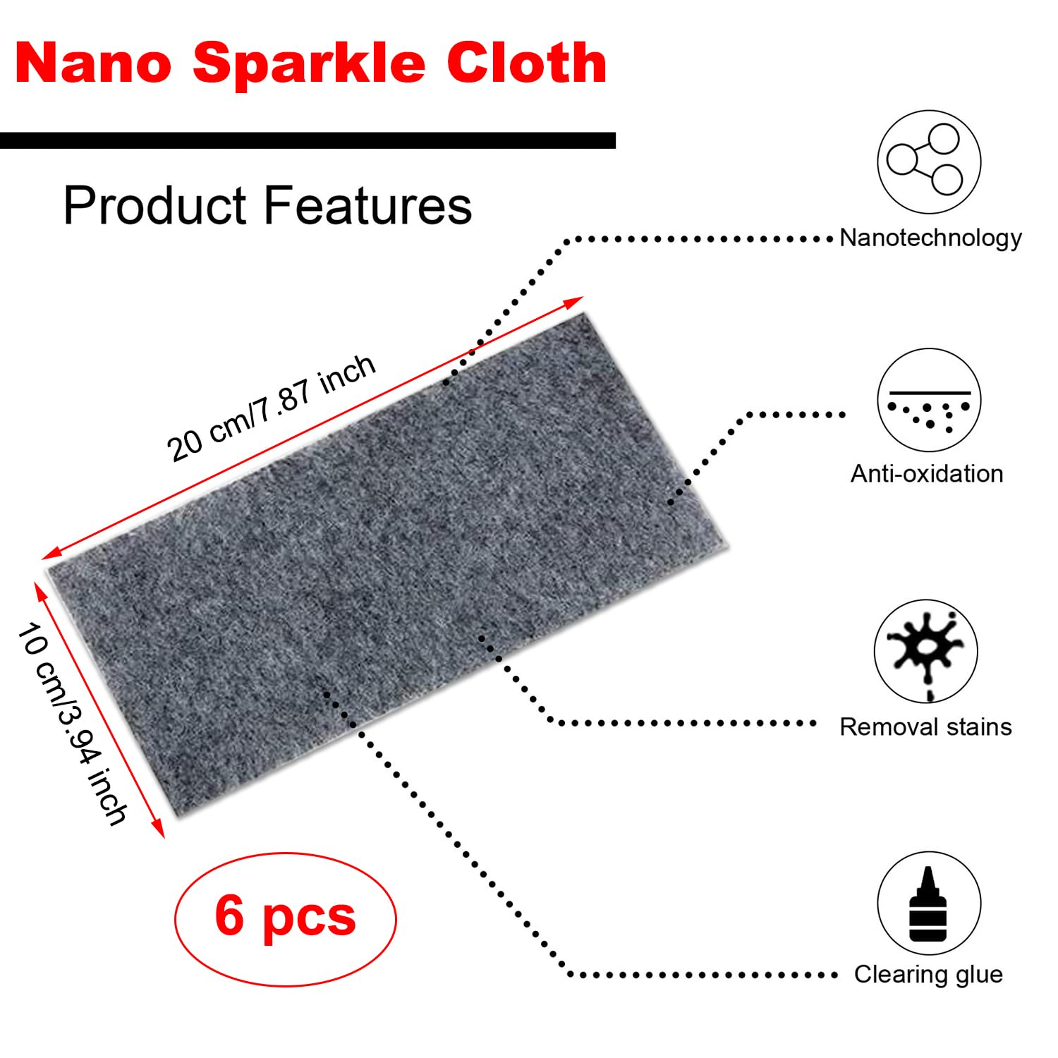 Nano Sparkle Cloth, 6 Pcs Magic Cloth for Car Paint Scratch Repair, Multi-Purpose Surface Slight Scratch Removal and Polishing image number 3