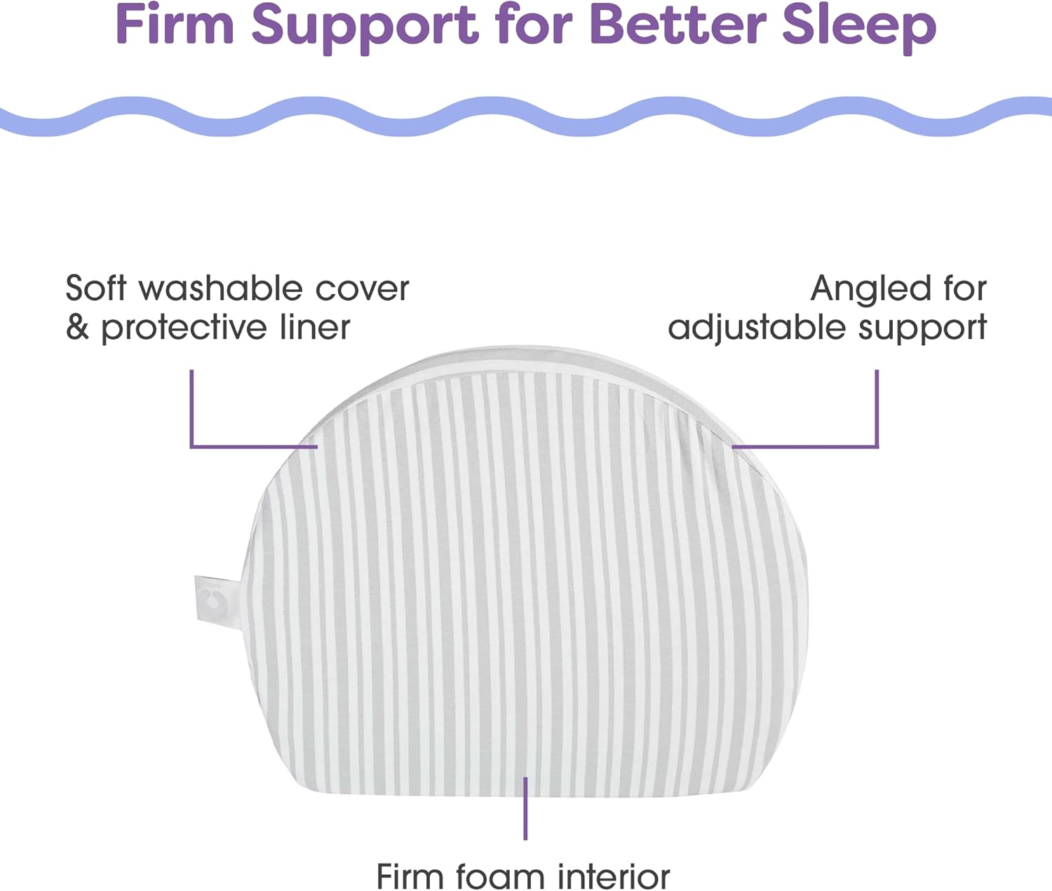Boppy Pregnancy Pillow Wedge with Cover, Gray Stripe, Belly Support Maternity Wedge, Firm Pregnancy Wedge Pillow for Pregnancy from Boppy Line of Pregnancy Pillows for Sleeping, a Pregnancy Must Have image number 2