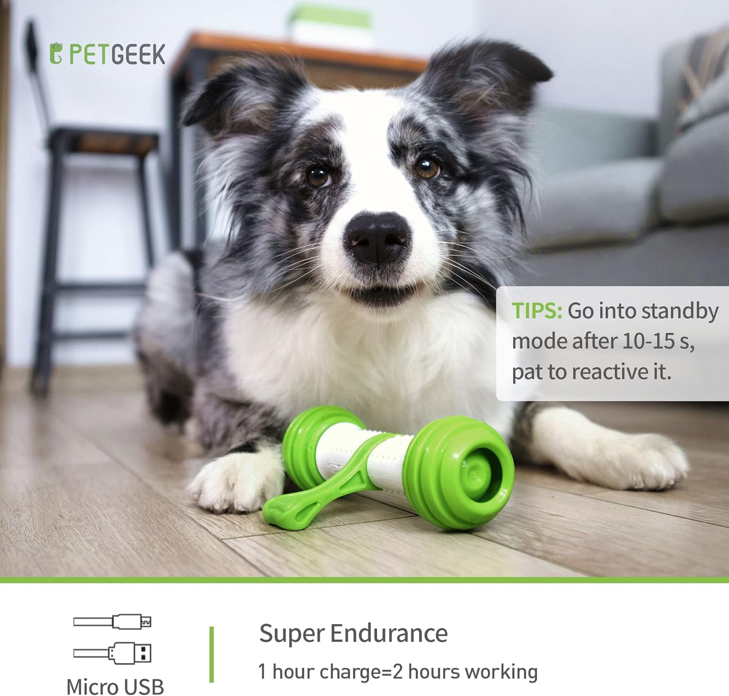 PETGEEK Interactive Dog Toys, Motion Activated Automatic Dog Bone for Medium Large Dogs, USB Rechargeable Electronic Dog Enrichment Toys, Best Gift for Birthday, Thanksgiving, Christmas, New Year - Blue image number 4