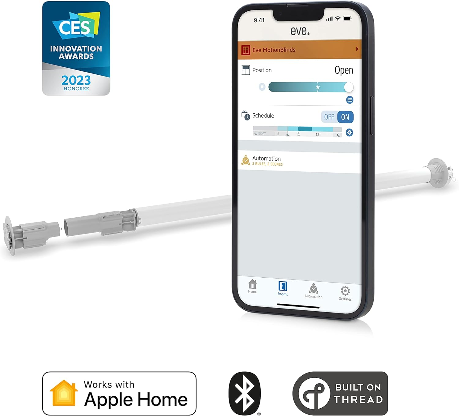 Eve Motionblinds Upgrade Kit for Roller Blinds (Apple Home) &ndash; Motor to Upgrade Existing Indoor Blinds, Schedules, No Bridge, Bluetooth/Thread image number 6