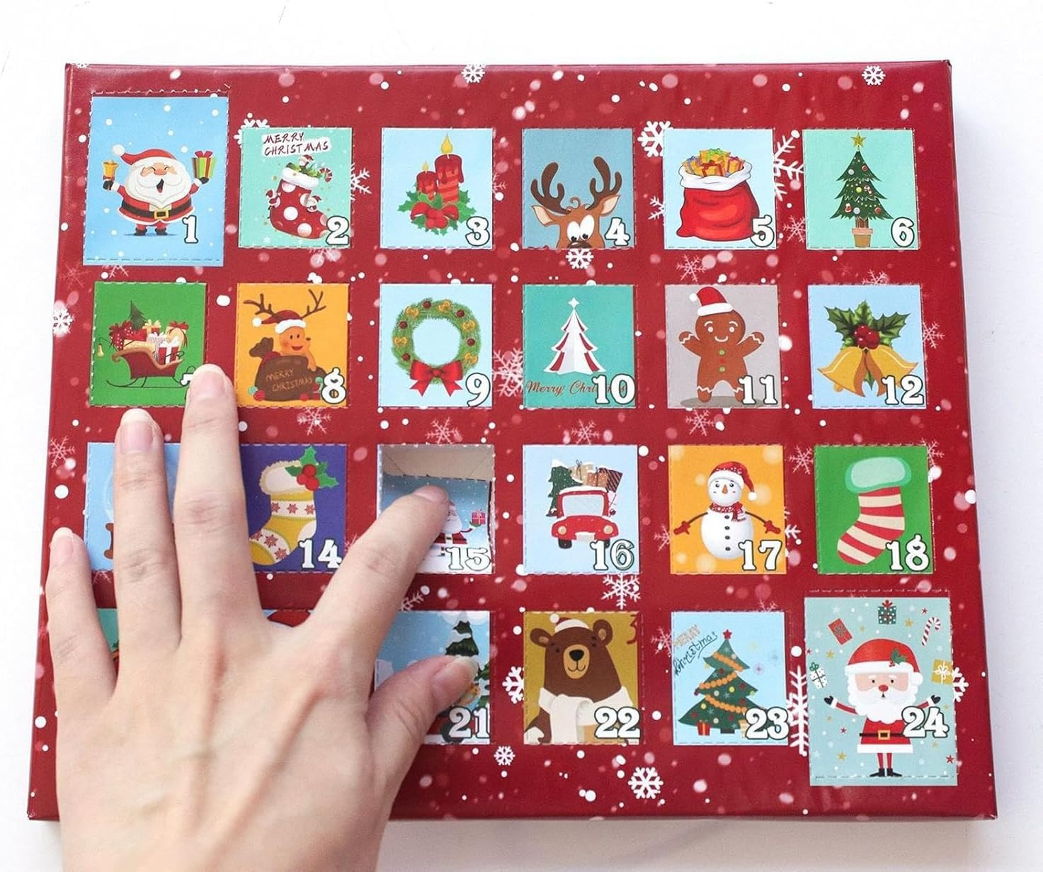 Bracelets Advent Calendar, Bracelets Advent Calendar Kit with 22 Charm and 2 Bracelets, Unique 24 Days Jewelry Christmas Countdown Calendar (Red) image number 1