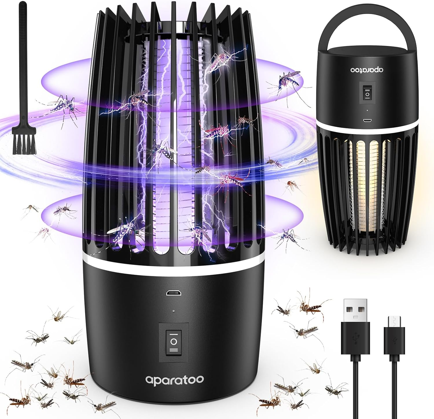 Fly Killer, Mosquito Killer Lamp Electric Fly Zapper Fly Trap, USB Fruit Fly Killer UV Insect Killer Bug Zapper for Bedroom, Camping, Kitchen, Office, Safe Fly Catcher Outdoor Indoor for Home Use image number 3