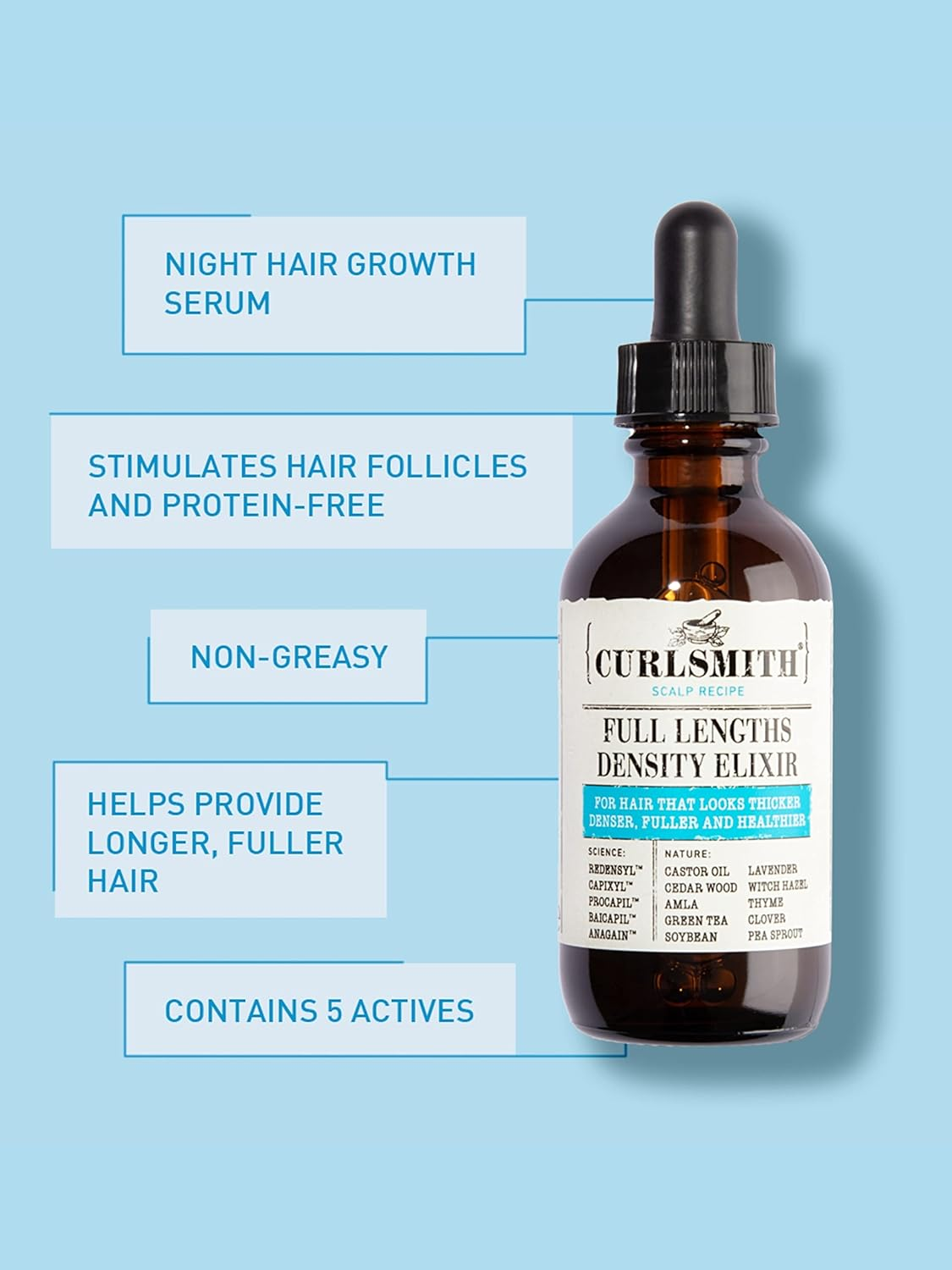 Curlsmith Full Lengths Density Elixir 2 Oz / 60 Ml - Fresh Scent, White, Unisex Adult, Unisex image number 2