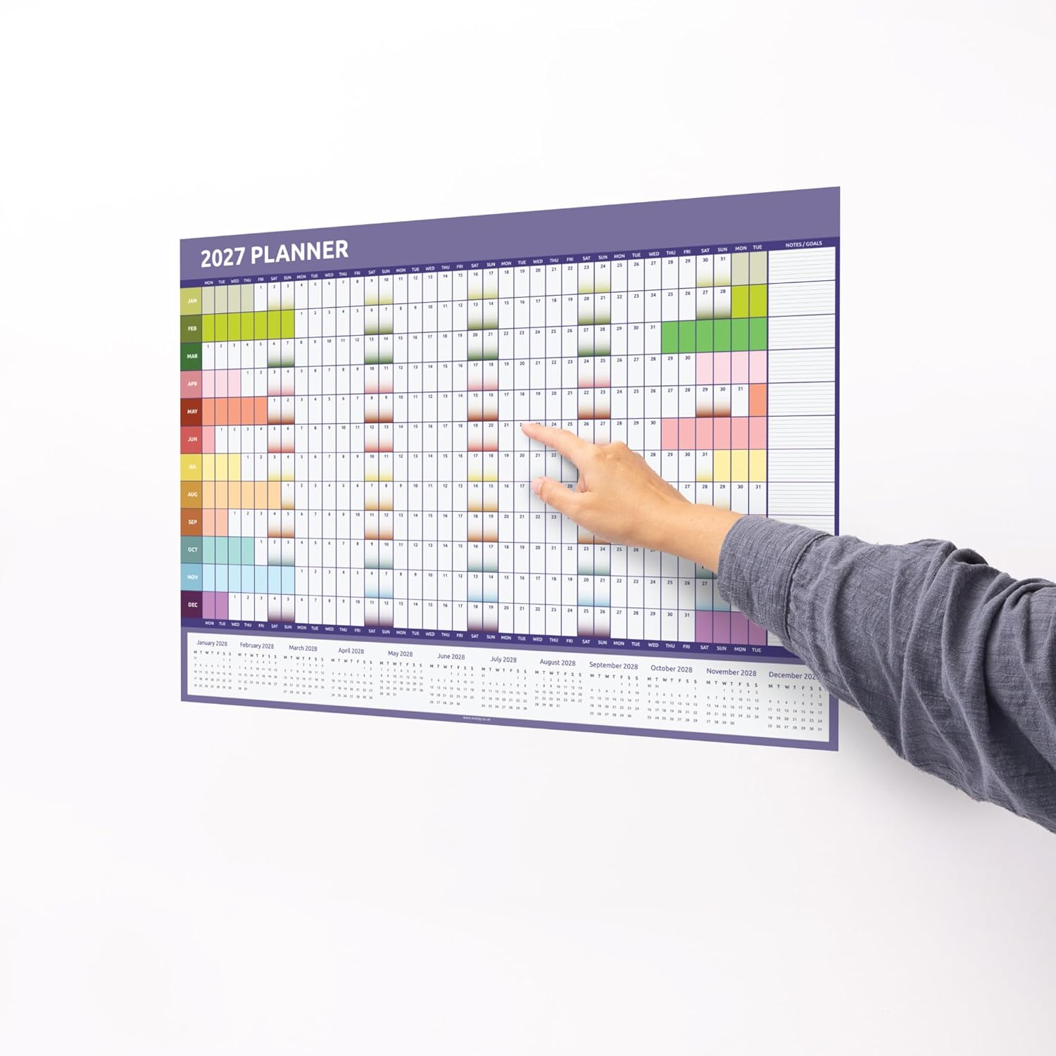 Evelay 2025 Wall Planner Calendar A2 Size (59.4Cm X 42Cm) Full Year to View Calendar for Home Office Work School (Rainbow) image number 6